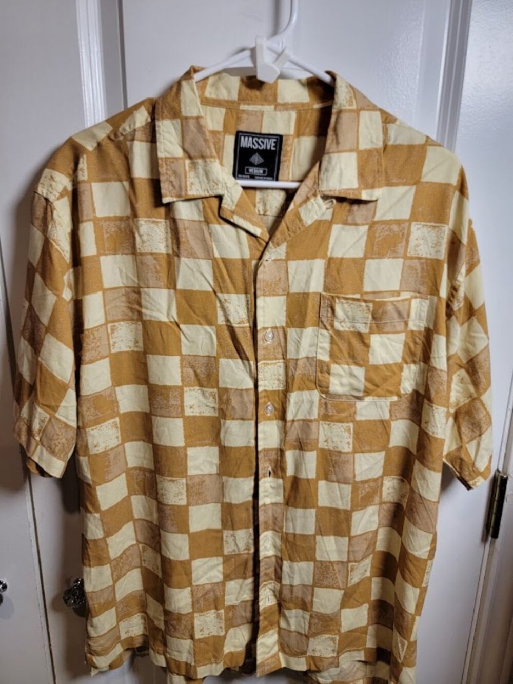 Vintage Massive Men’s Shirt Shorts Set M/L Checkered 90s Resortwear